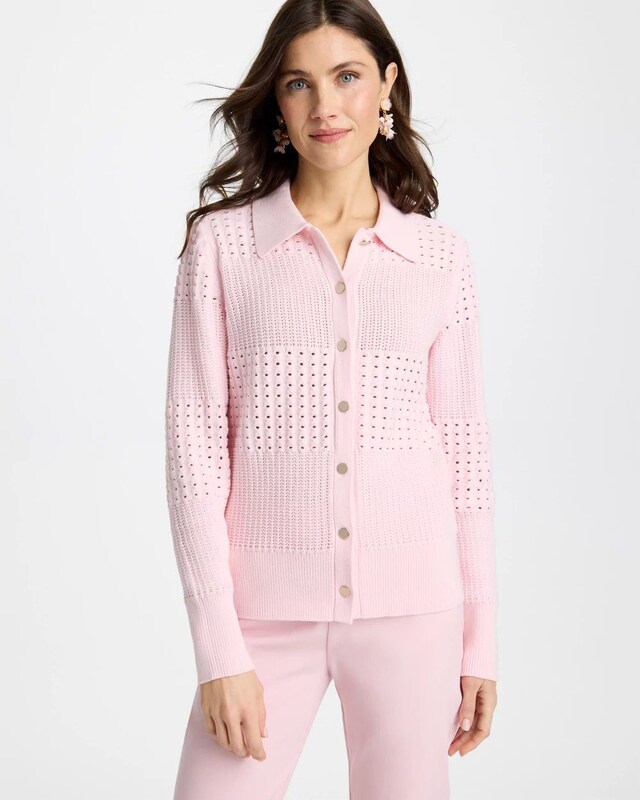 Textured Button-Front Cardigan